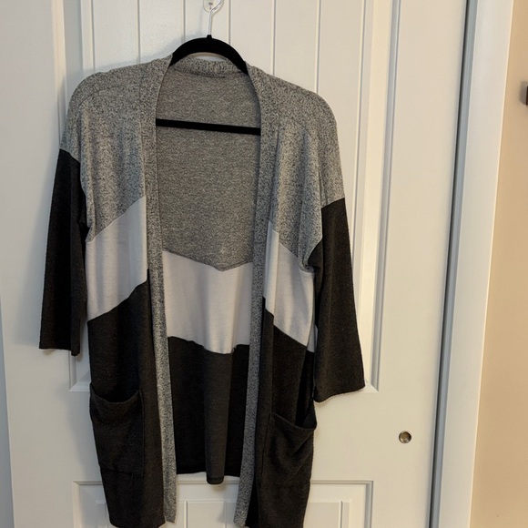 Maurices Sweaters - Maurices Gray and Black Open Front Cardigan